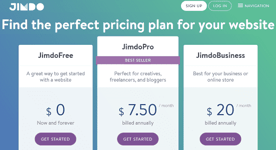 Screenshot of Jimdo Price Options