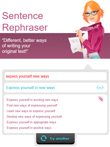 Screenshot of Ginger Sentence Rephraser Screenshot of Ginger Sentence Rephraser