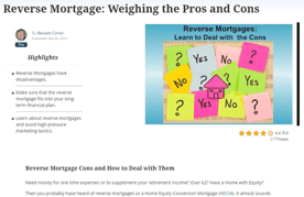 Screenshot of an article on reverse mortgage