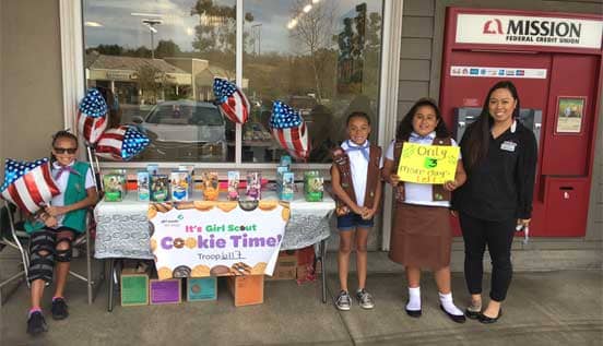Photo of Girl Scouts Selling Cookies Photo of Girl Scouts Selling Cookies