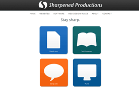 Screenshot of the Sharpened Production homepage