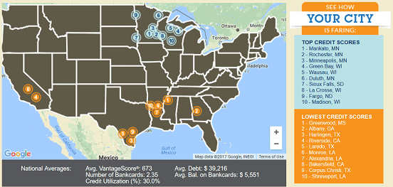Map from Experian State of Credit 2016 Report Map from Experian State of Credit 2016 Report
