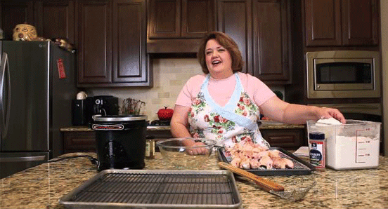 Screengrab of Stephanie Manley in her kitchen Screengrab of Stephanie Manley in her kitchen