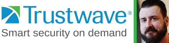 Collage of the Trustwave Logo and a Portrait of Shawn Kanady, Principal Security Consultant for SpiderLabs