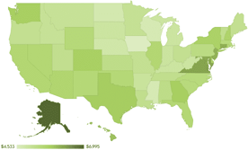 Map of Average Credit Card Balance by State from TransUnion