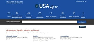 Screenshot of the USA.gov homepage