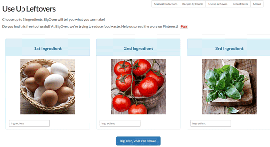 Screenshot of the Use Up Leftovers feature Screenshot of the Use Up Leftovers feature