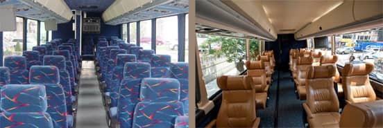 Photo Collage of the Interiors of Vamoose Buses Photo Collage of the Interiors of Vamoose Buses