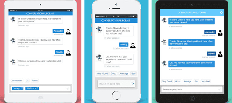 Screenshot of Conversational Forms mobile optimization Screenshot of Conversational Forms mobile optimization