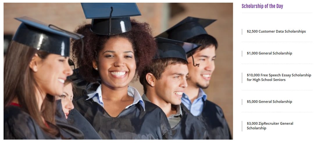 Screenshot of TFS Scholarships web page Screenshot of TFS Scholarships web page
