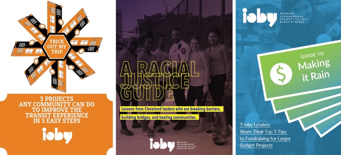 Screenshot of ioby guide covers Screenshot of ioby guide covers