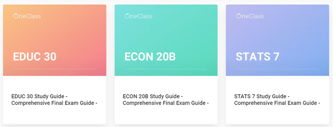 Screenshot of OneClass final exam study guides Screenshot of OneClass final exam study guides