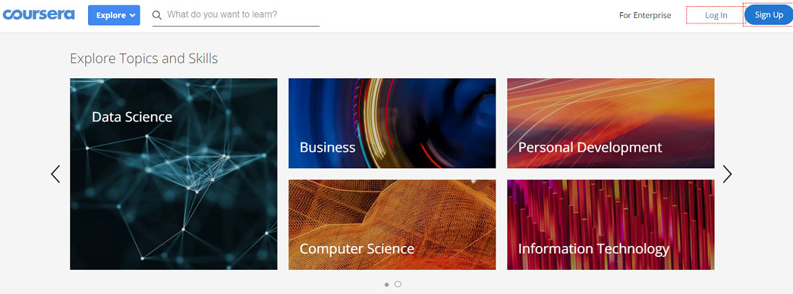Screenshot of Coursera Topics Screenshot of Coursera Topics