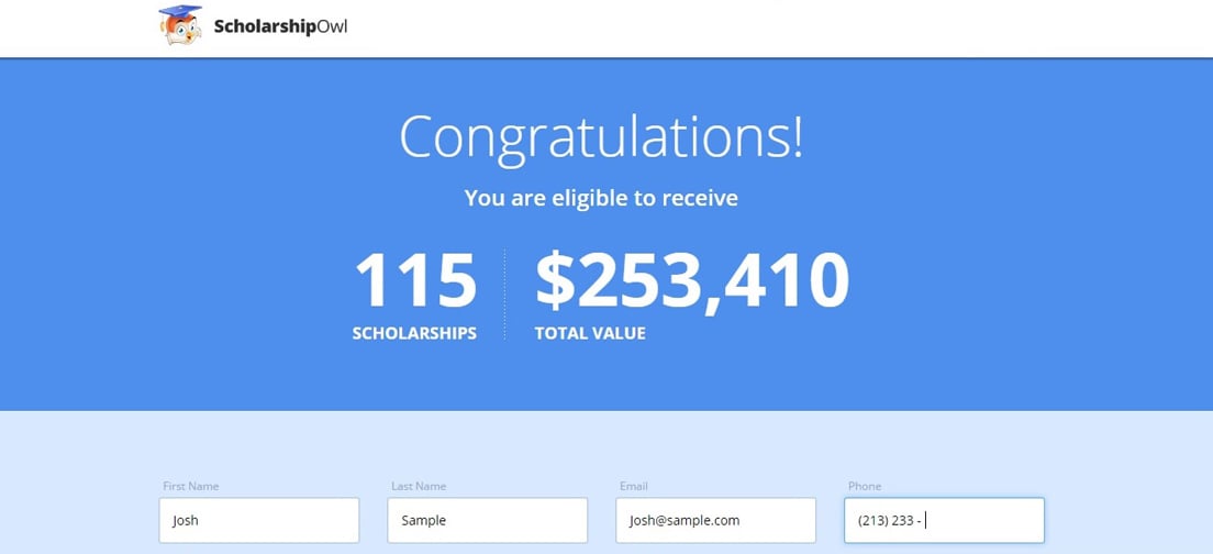 Screenshot of ScholarshipOwl scholarship page Screenshot of ScholarshipOwl scholarship page
