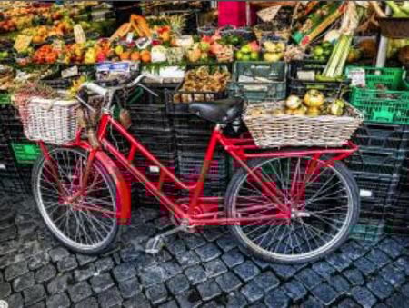 Bike and Fruit Stand Photo Bike and Fruit Stand Photo