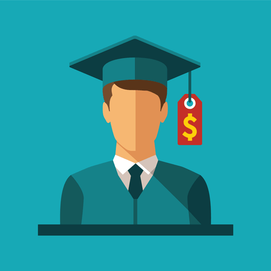 College Graduate and Price Tag on Cap College Graduate and Price Tag on Cap