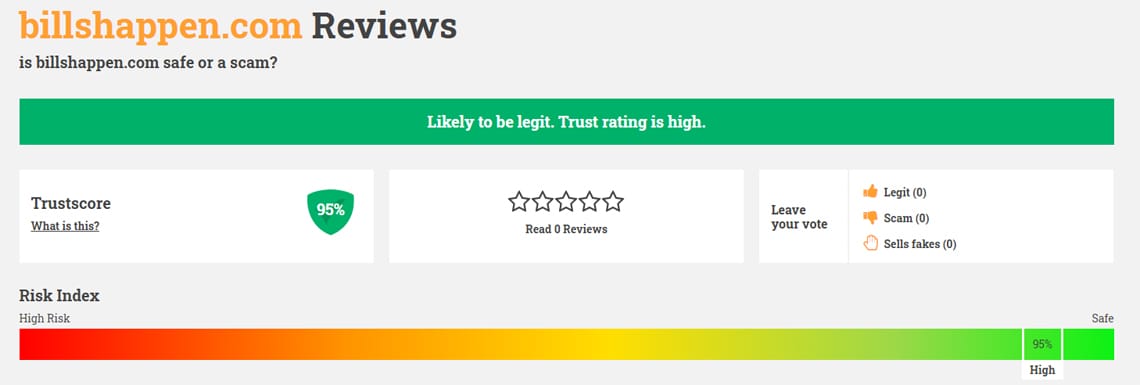 BillsHappen Review on ScamAdvisor BillsHappen Review on ScamAdvisor