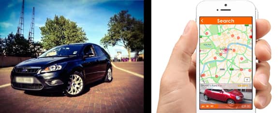 easyCar Club Rentals Photo of car and easyCar Club app