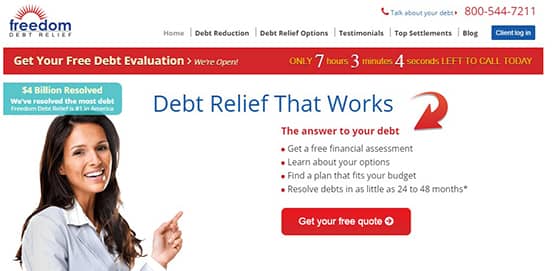 Freedom Debt Relief Screenshot of Freedom Debt Relief