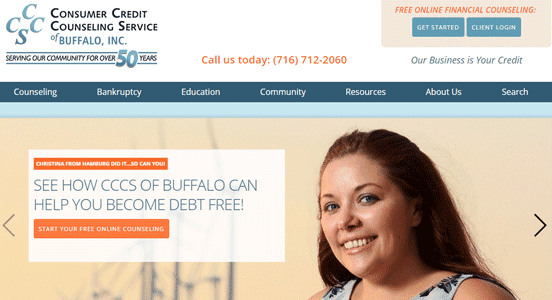 Screenshot of the Consumer Credit Counseling Service of Buffalo Inc. homepage Screenshot of the Consumer Credit Counseling Service of Buffalo Inc. homepage