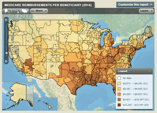 Medicare Reimbursements Map from the Dartmouth Atlas Homepage Medicare Reimbursements Map from the Dartmouth Atlas Homepage