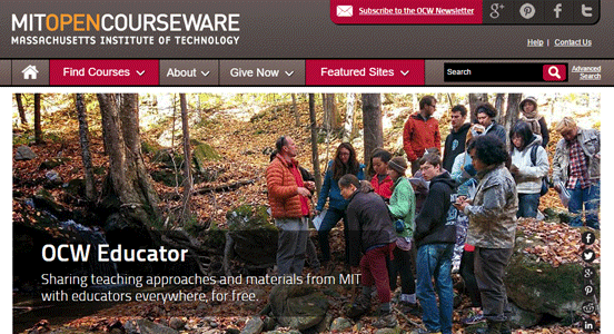 Screenshot from the OCW Educator page on MIT OpenCourseWare Screenshot from the OCW Educator page on MIT OpenCourseWare