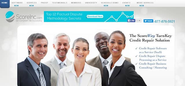 Screenshot of ScoreInc.com homepage