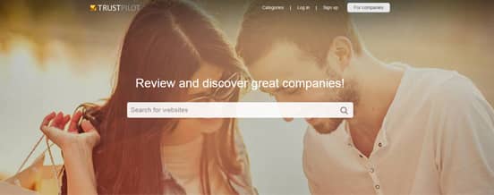 Screenshot of the Trustpilot Homepage Screenshot of the Trustpilot Homepage